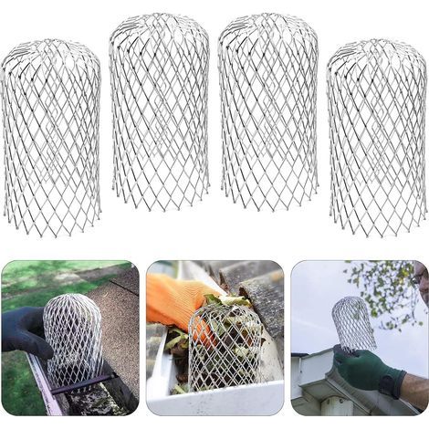 4x écrans de gouttière en aluminium de 8,5x16 cm, filtres de gouttière, grilles de protection de gouttière, pour toit de défoliation d'égout de gouttières d'égout (1/5)