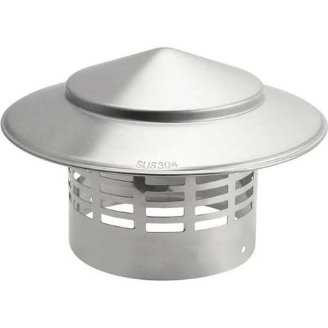 Chapeau de cheminée en acier inoxydable de 110 mm pour les sorties d'air frais dans les conduits muraux extérieurs et de toiture (1/4)