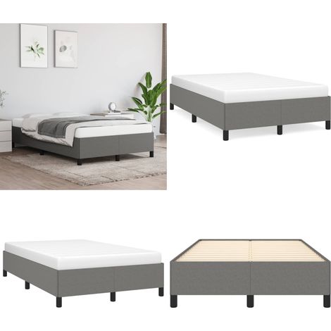 Cadre de lit sans matelas gris foncé 120x190 cm tissu - Cadre De Lit - Lit Double - Literie - Meuble Chambre - Design Moderne - Home & Living (1/5)
