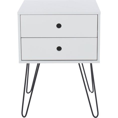 Options Telford, 2 Drawer Bedside Cabinet - MDF/Metal - 40 x 40 x 54 cm - White/Black (1/3)