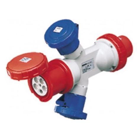 Gewiss – Adaptateur multiplicateur 63A 400V 3P+N+T – 2 prises 2P+T 32A – Indice de protection IP67 – GW64065 (1/4)