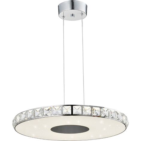 Sulion - Suspension LED Ronde avec Effet Étoilé et Cristaux, Blanc (1/4)