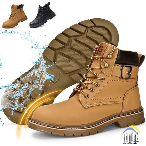 Chaussure De Securite Homme Femmes Bottes De Travail Cuir Imperméables Legere Embout En Acier Bottes De Sécurité Indestructible Protection - 38 (1/5)