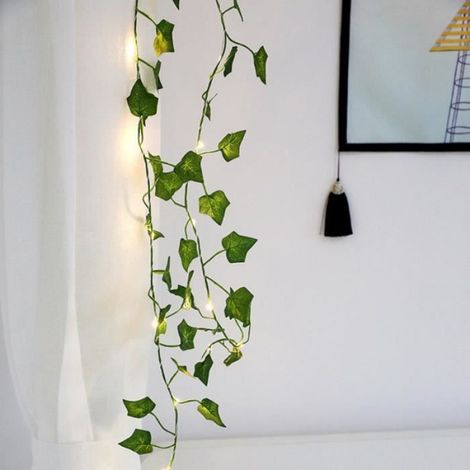 10M feuille de lierre guirlande fée lumières de vacances AA alimenté par batterie LED chaîne cuivre lumières pelouse bricolage éclai (1/4)
