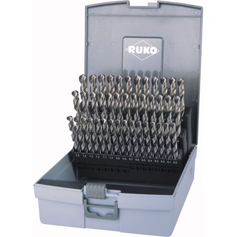 RUKO Juego brocas espiral DIN 338 tipo N, HSS-G en estuche de plástico - 41 piezas - 214218RO
