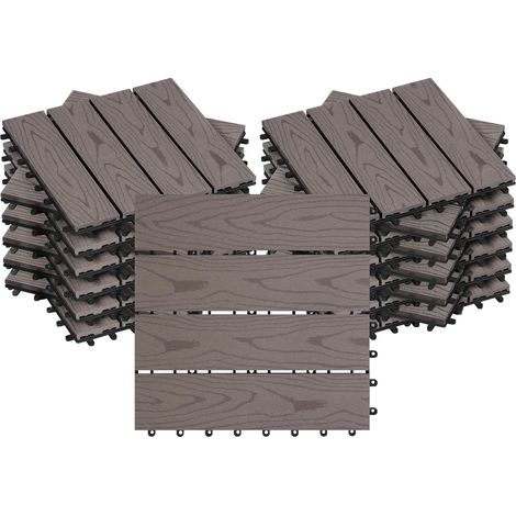 WOLTU Losetas Para Suelo Exterior Wpc (22 Paneles, 2 M², Café Claro)