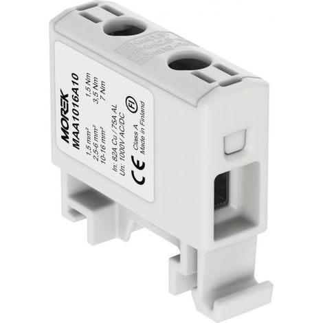 Connecteur de rail AL/CU 16MM2 gris 2 trous pour rail TH35