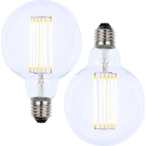 Litecraft Light Bulb E27 Edison Screw Cap 6 Watt Filament Globe LED in Clear - 2 Pack (1/2)