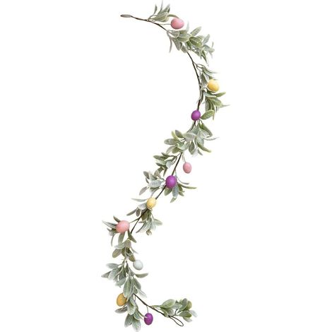 Artificial Easter Garland 1.7 m (5.6 ft) with Speckled Eggs and Green Foliage - Pastel Tone Easter Decoration, Trailing Garland for Fireplace, Interiors and Party Decorations (1/5)