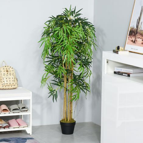 Bambou artificiel de 150 cm de haut avec pot, plante décorative réaliste pour la maison et le bureau, vert