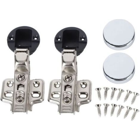Lot de 2 charnières amorties pour porte vitrée – Acier inox 201 – Cup 35 mm – Grand coudé (encastré) (1/5)