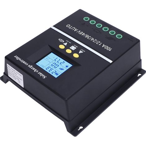 Régulateur de charge solaire 100A 12V 24V 36V 48V avec double port USB et écran LCD, modes de fonctionnement multiples pour panneau solaire (1/5)