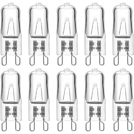 Ampoule Halogene G9 40W 230V, 480LM 2900K Blanc Chaud Dimmable, G9 Ampoules Capsule, pour Lustres, Lampes de Paysage, Appliques Murales, Éclairage d'armoire, Lot de 10