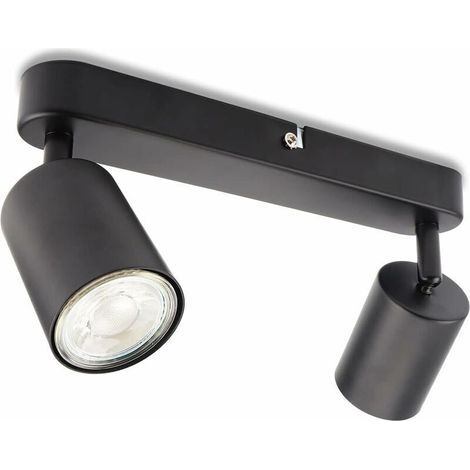2-Light LED Ceiling Light, Swivel and Adjustable Wall Spotlight, GU10 (Bulbs Not Included), Retro/Vintage 230V Black Ceiling Light for Living Room/Bedroom kitchen