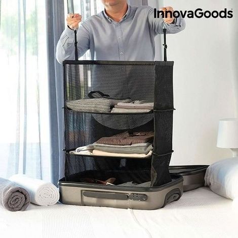 Étagère pliable - EUROWEB - Rangement valise et armoire - Acier et polyester - 3 étagères - Design moderne