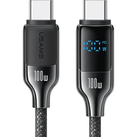 USAMS USB-C-Kabel, 1,2 m, Schnellladefunktion, 100 W, Grau