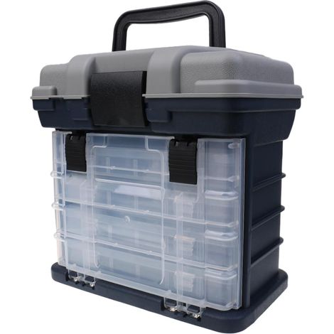 Boite De Rangement Multi Compartiments - 4 Bac En Plastique Transparent - Pour Loisirs Creatifs Et Petites Pieces - Dimensions 27 X 17 X 26 Cm - Lot De 1 (1/5)
