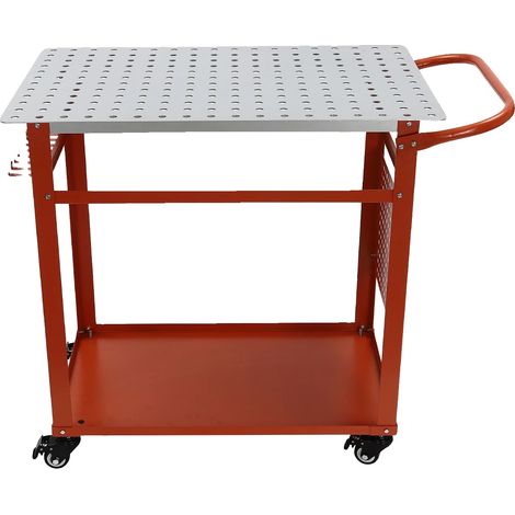 Schweißtisch, 36 x 24 Zoll, Stahlmaterial, 272 kg Tragfähigkeit, 2 Ebenen, 4 Räder (1/5)