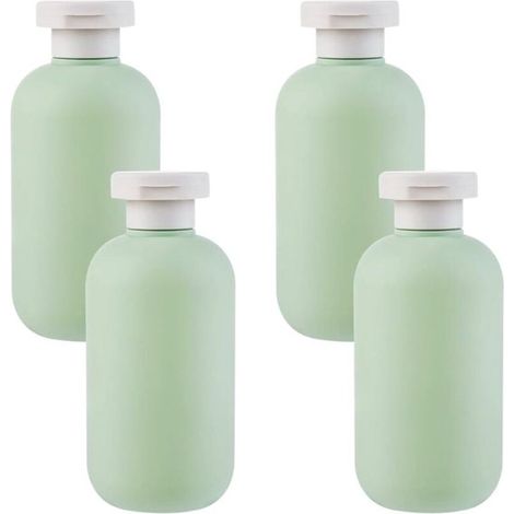 Lot de 4 bouteilles souples – 200 ml – Voyage – Shampooing, crèmes – Rechargeables (1/5)