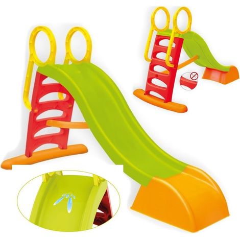 Scivolo Lungo 180cm Plastica Scaletta 5 Gradini h 110cm Innesto Acqua Giardino