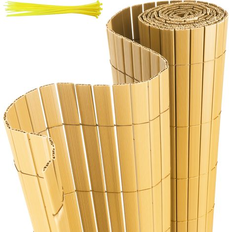 TolleTour PVC Sichtschutzmatte Sichtschutzzaun Sichtschutz für Zaun Balkon Bambus 1,4 x 5m