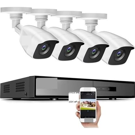 Système de caméra de sécurité à domicile 4CH DVR système de vidéosurveillance 2 pièces/4 pièces 2MP IR caméras de sécurité extérieures 1080P TVI CCTV DVR 1280TVL Kit de Surveillance ( Size : 2T , Colo (1/5)