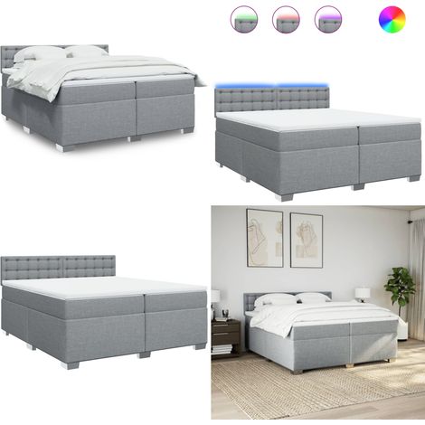 Boxspringbett mit Matratze Hellgrau 200x200 cm Stoff - Boxspringbett - Doppelbett - Schlafzimmermöbel - Bettenrahmen - Liegefläche 200x200 Cm - Home & Living