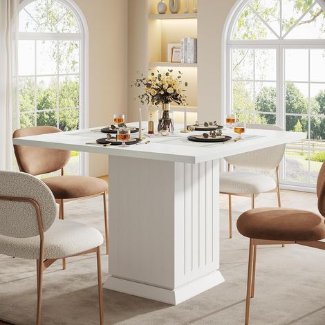 Tribesigns – Table à manger ronde 90x90 cm pour 4 personnes – Pied en métal – Compartiment de rangement – Design moderne pour cuisine et salle à manger (1/5)