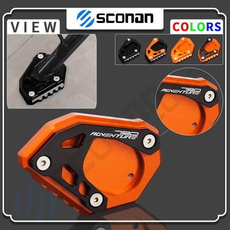 (Logo 790ADV orange) Compatible avec les modèles KTM 790 Adventure, 790 Adventure et 790 ADV R/S. Accessoires moto : béquille latérale, extension, plaque de support. Maxpower. (1/4)