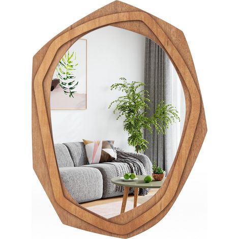 Specchio decorativo con cornice irregolare viti di espansione, Specchio da parete impermeabile 89x66cm Naturale (1/4)