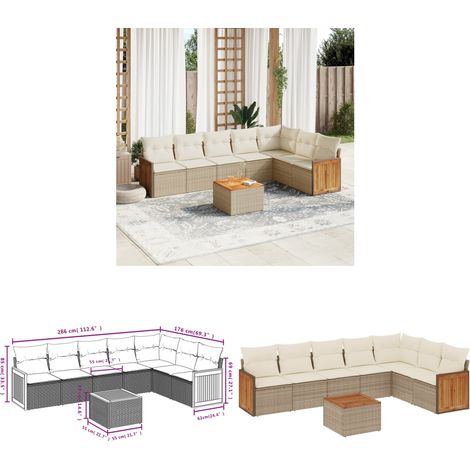 8-tlg. Garten-Sofagarnitur mit Kissen Beige Poly Rattan - Gartenmöbel - Esszimmergarnituren - Outdoor Möbel - Lounge Set - Rattan Gartenmöbel - Home & Living