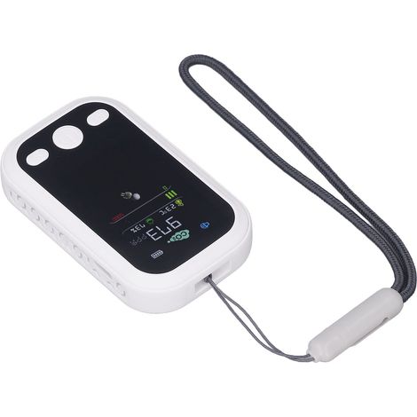 Mini détecteur de CO2 multifonctionnel rechargeable par USB, détecteur de température et d'humidité portable à porter autour du cou, détecteur de qualité de l'air (1/5)