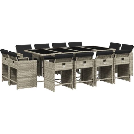 Maison Exclusive - Set da Pranzo da Giardino 13pz con Cuscini Grigio in Polyrattan