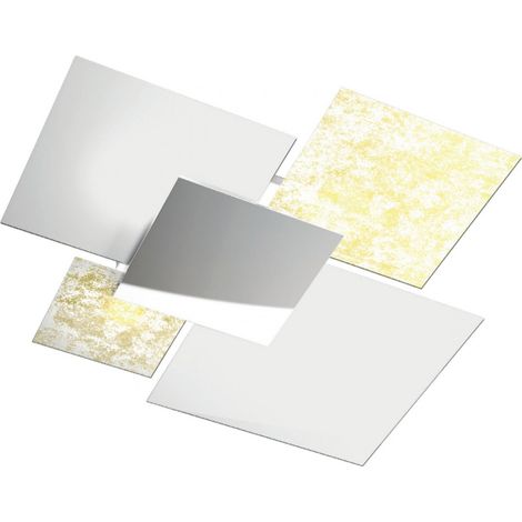 Plafoniera moderna top light shadow 1088 pl90 e27 led vetro lampada soffitto, colore foglia oro e bianco