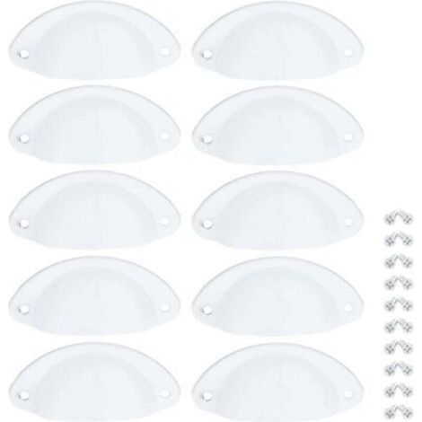 10 Stück weiße Vintage-Muschelgriffe für Schubladen, Schränke, 82 mm, Türknöpfe für Schranktüren mit Schrauben