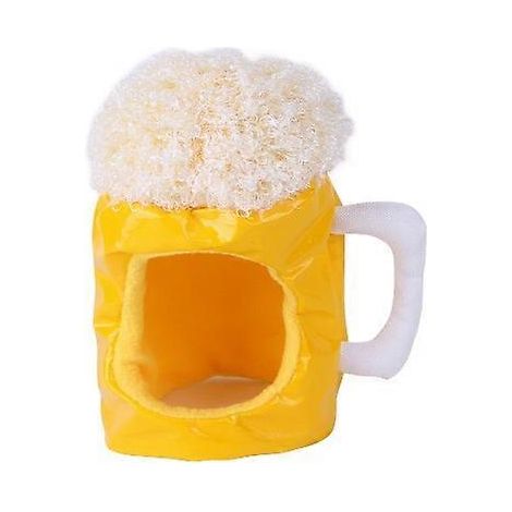 Décoration créative pour animaux de compagnie : casquette en forme de tasse de bière, couvre-chef léger en peluche pour chien (1/5)