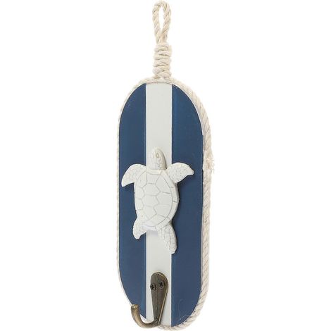 Un portant à vêtements mural bleu en forme de tortue marine, muni d'un crochet, qui peut servir à ranger des vêtements. (1/5)