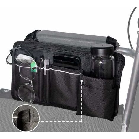 Rollstuhltasche mit Fächern – Universelle, wasserdichte Seitentasche für die Armlehne von Elektrorollstühlen, Elektromobilen und Gehhilfen