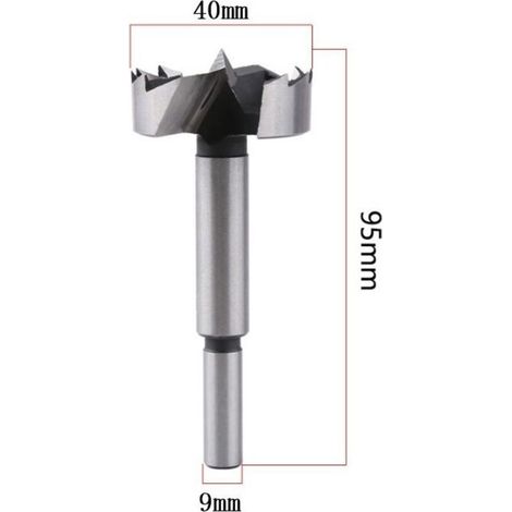 Foret à bois  40 mm, longueur 95 mm, embout avec tige ronde – Embouts de perage haute précision pour menuiserie (1/3)