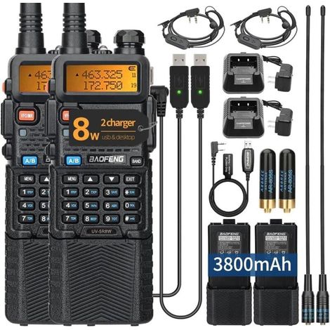 Talkie-walkie UV-5R 8W – Portée jusqu'à 5 miles – Batterie 3800mAh – 128 canaux – Câble de programmation et écouteur inclus (1/5)
