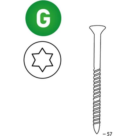 2 000 Vis Galvanisées Torx 16° (Tx) (Scrail) - 25/28x57 mm - D-Work