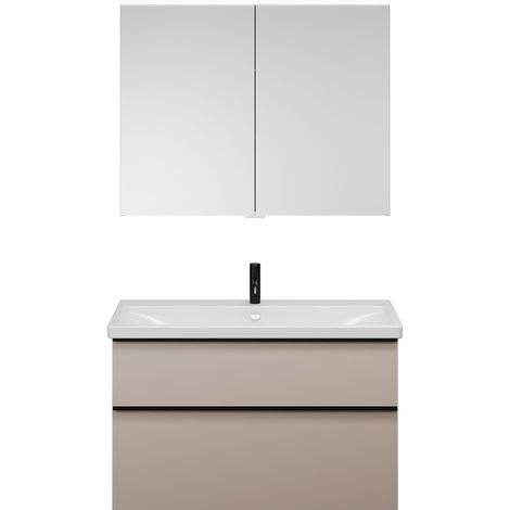 burgbad Eqio Set, compuesto por armario con espejo, lavabo de
