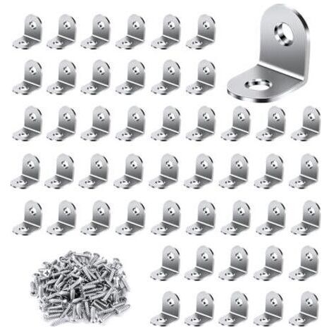 Équerre de fixation 50 pièces, équerre métallique 20 × 20 mm avec 100 vis d’assemblage en acier inoxydable, équerre de fixation à angle droit pour la fixation et la réparation de meubles (1/4)
