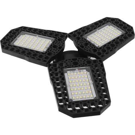 Plafonnier LED E27 60W à trois volets pliables, idéal pour les travaux miniers, les garages, les entrepôts et les usines (85-265V). (1/5)