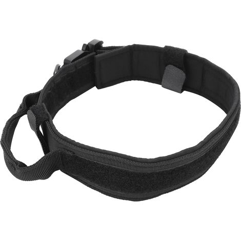 Verstellbares Hundehalsband aus strapazierfähiger Baumwolle für Welpen mit Metallschnalle, schwarz, Größe L