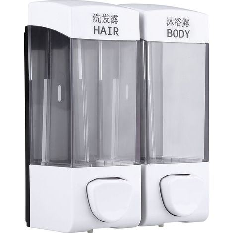 Jeffergarden Soap Dispenser, 2 x 350ml Wall-Mounted Bathroom Soap Dispenser, Shampoo Dispenser, Disinfectant Dispenser, Liquid Lotion Pump (1/5)