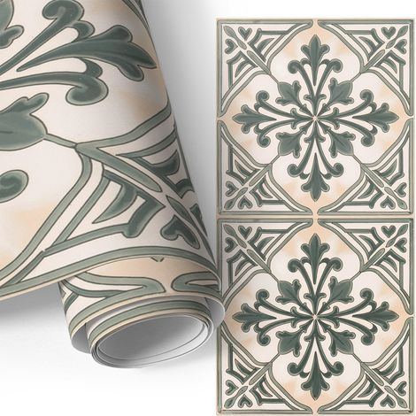 Möbelfolie - Klebefolie für Möbel - Selbstklebende - Deko-Folie für Küche Schrank Tisch & Fensterbank - Vintage-Fliesen 50x100 cm
