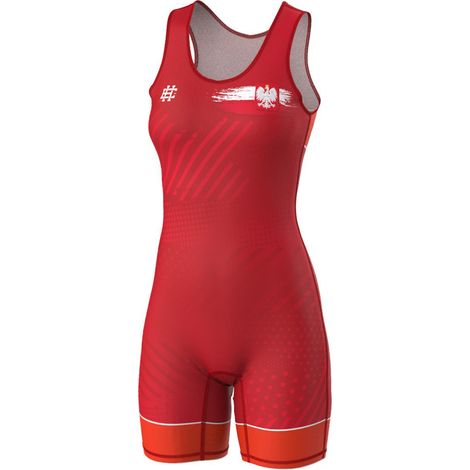 Damen-Wrestling-Turnanzug Poland Prime L rot