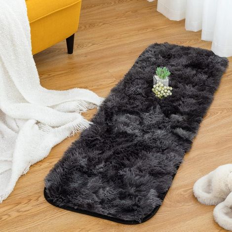 Teppich Wohnzimmer Hochflor Rutschfest B-dunkelgrau 40x120CM (1/5)