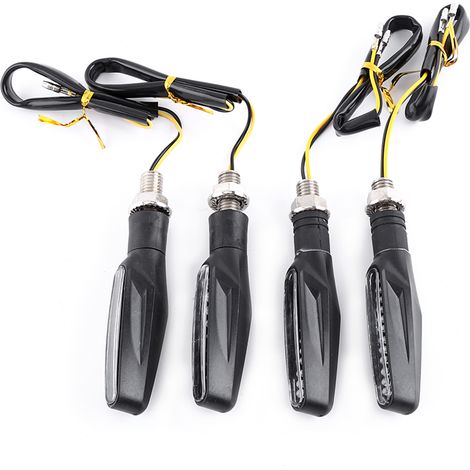 Clignotants Moto Universels 12 LED Noirs x4 - Indicateurs de Direction Ambre, Feux de Signalisation pour Motocycle (1/5)
